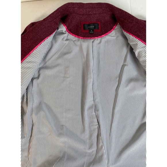 J Crew Womens Moon Herringbone Blazer Burgundy Wool Blend British Cloth Large - Picture 11 of 13